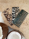 Acetate Hair Comb - Rectangle - Granite