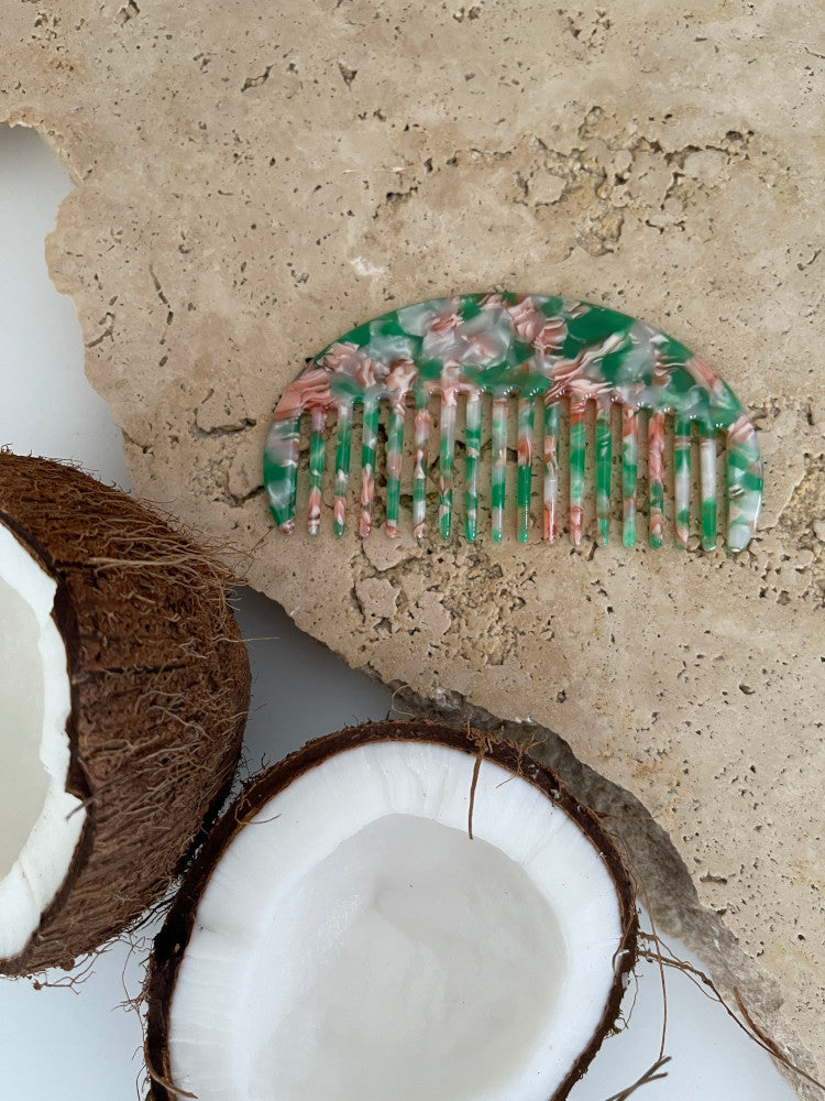 Acetate Hair Comb - Moon - Green