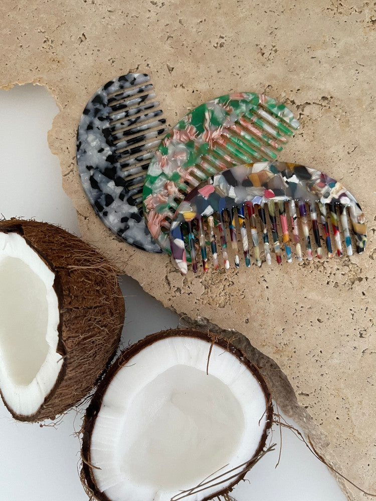 Acetate Hair Comb - Moon - Green