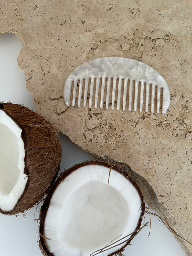 Acetate Hair Comb - Moon - Pearl