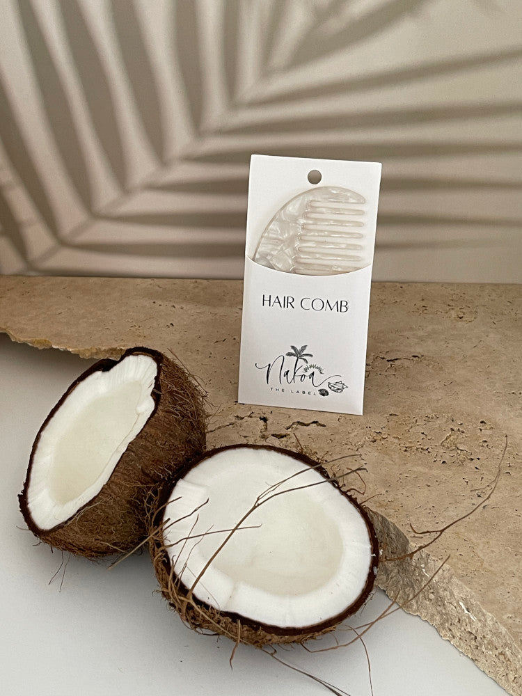Acetate Hair Comb - Moon - Pearl