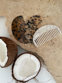 Acetate Hair Comb - Moon - Pearl