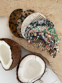 Acetate Hair Comb - Moon - Pearl
