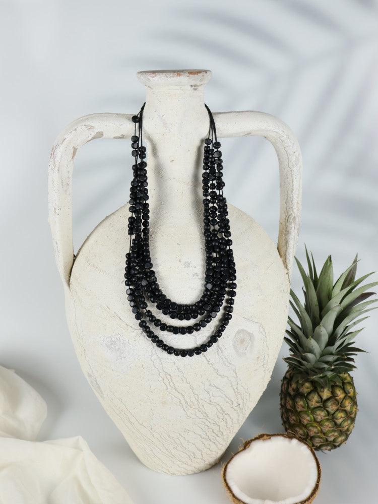 Timber Bead Necklace - Kailua - Black