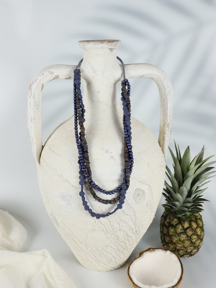 Timber Bead Necklace - Kapalua - Pebble