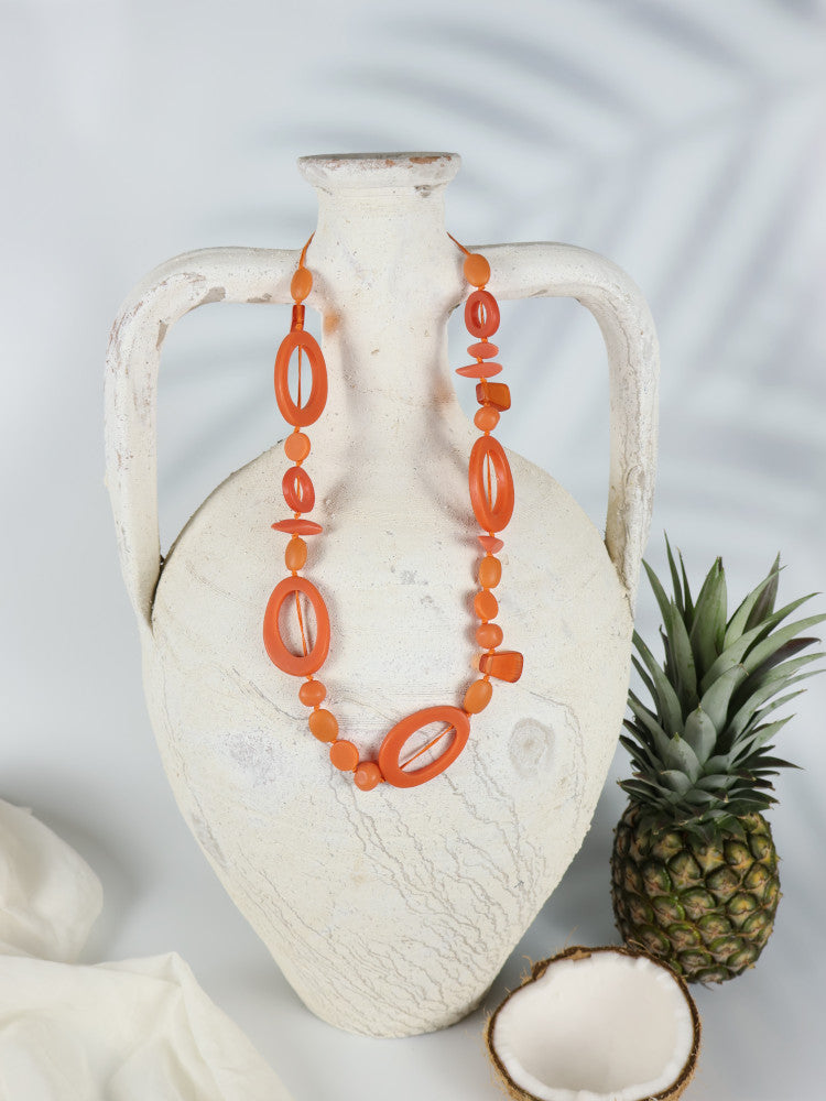 Resin Bead Necklace - Kihei - Tangerine