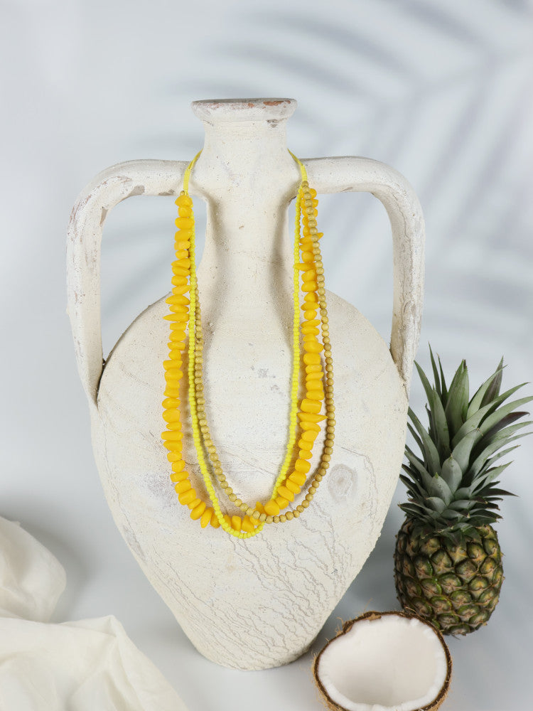 Timber Bead Necklace - Waipahu - Yellow