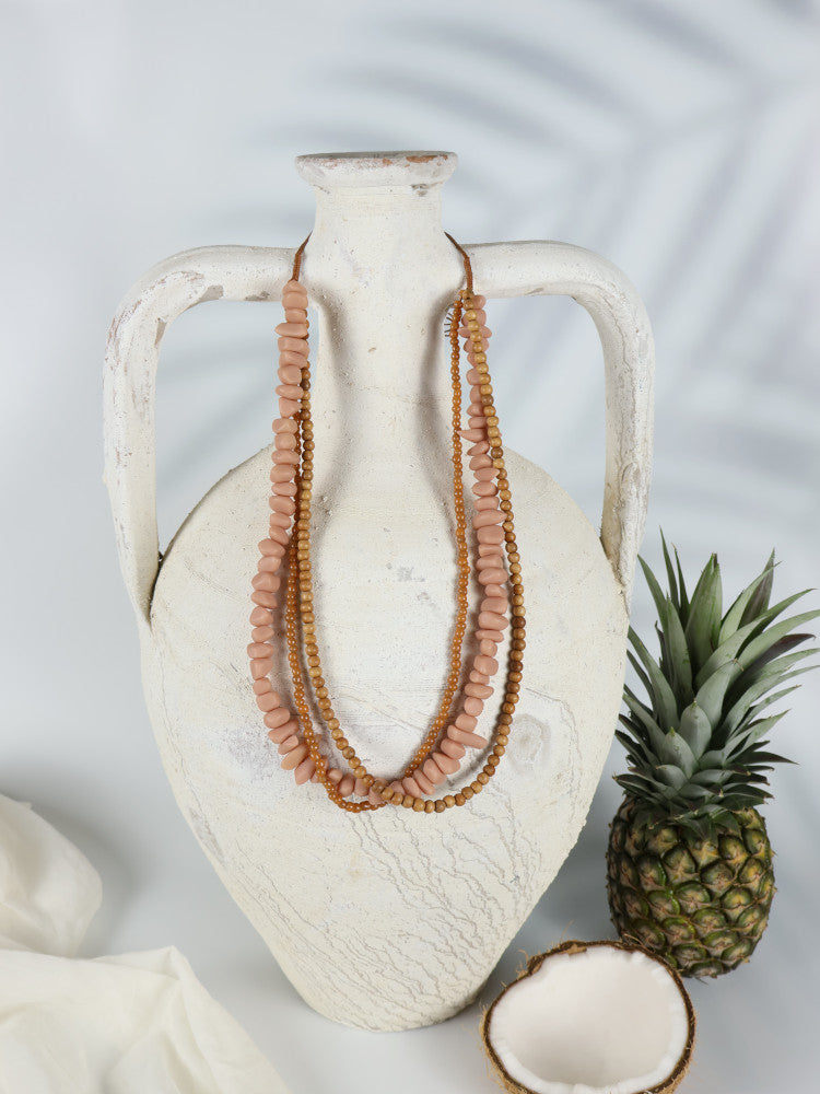 Timber Bead Necklace - Waipahu - Hazelnut