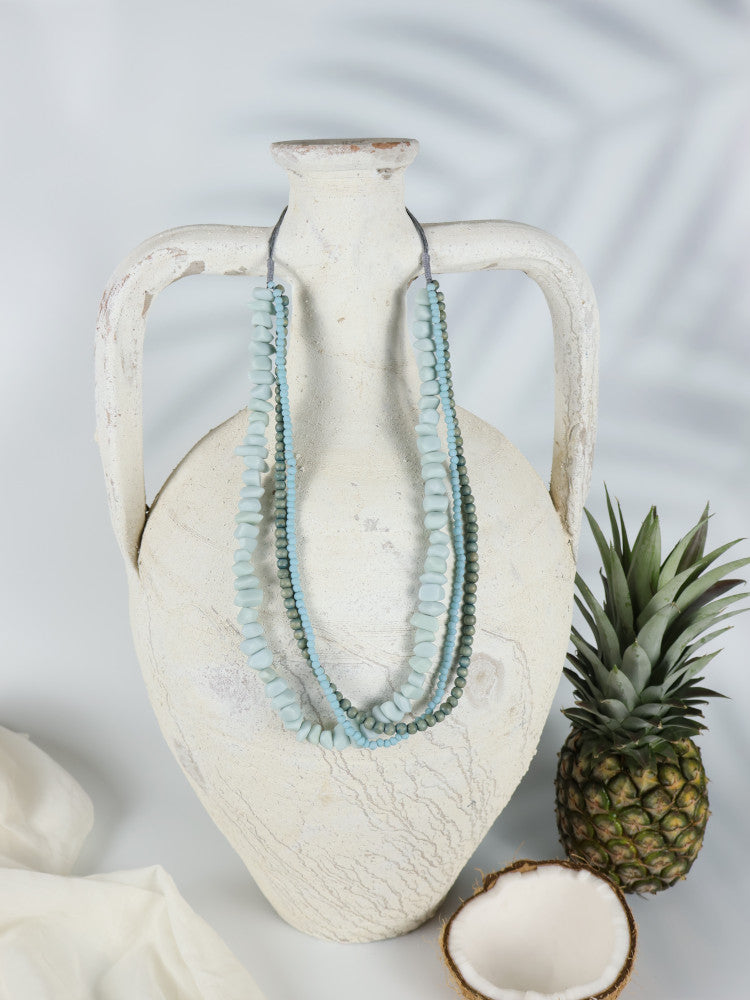 Timber Bead Necklace - Waipahu - Aqua