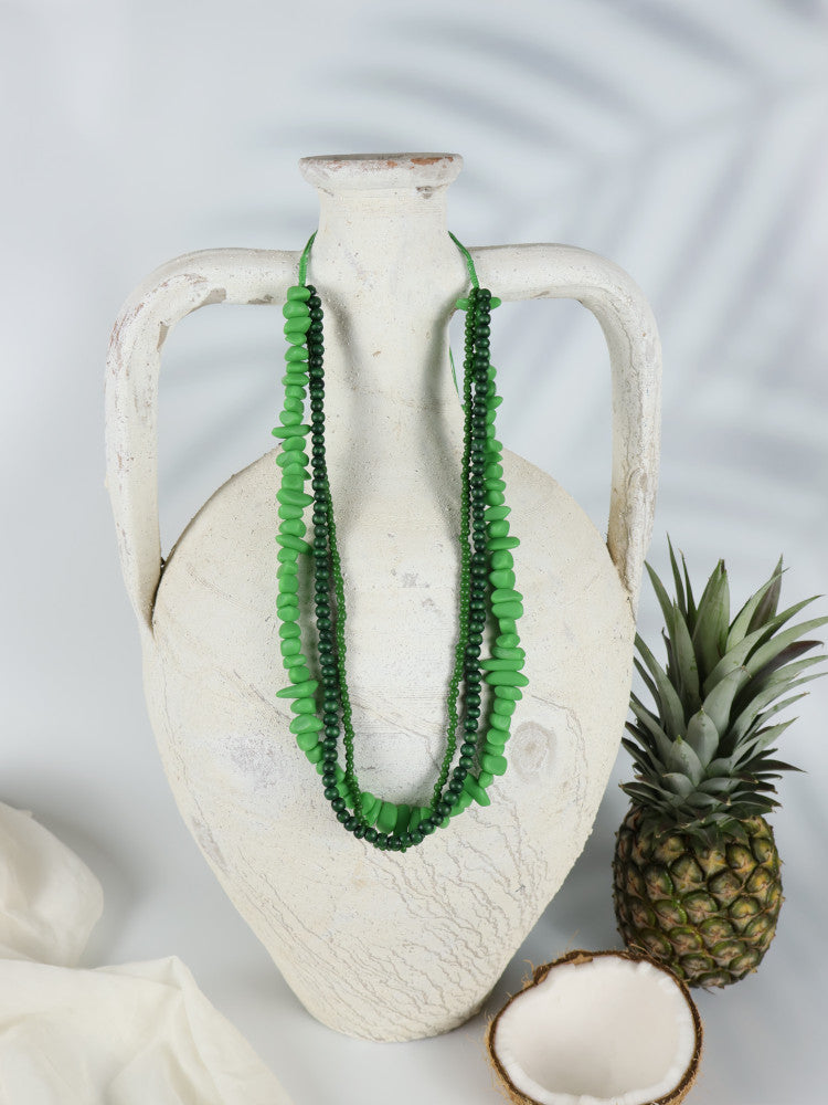 Timber Bead Necklace - Waipahu - Green