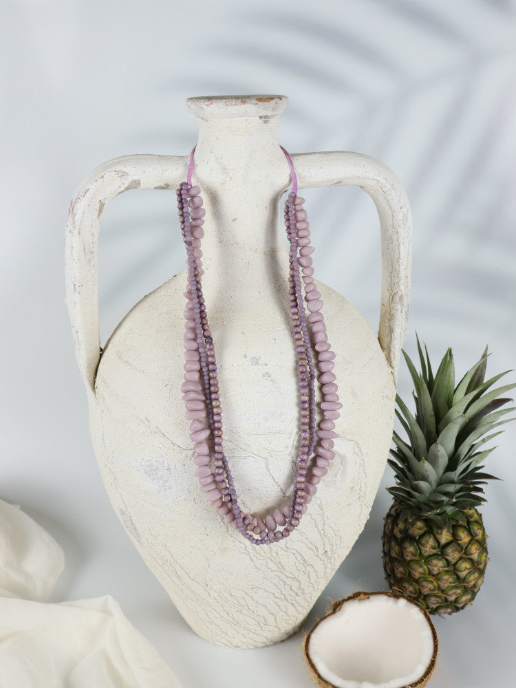 Timber Bead Necklace - Waipahu - Purple