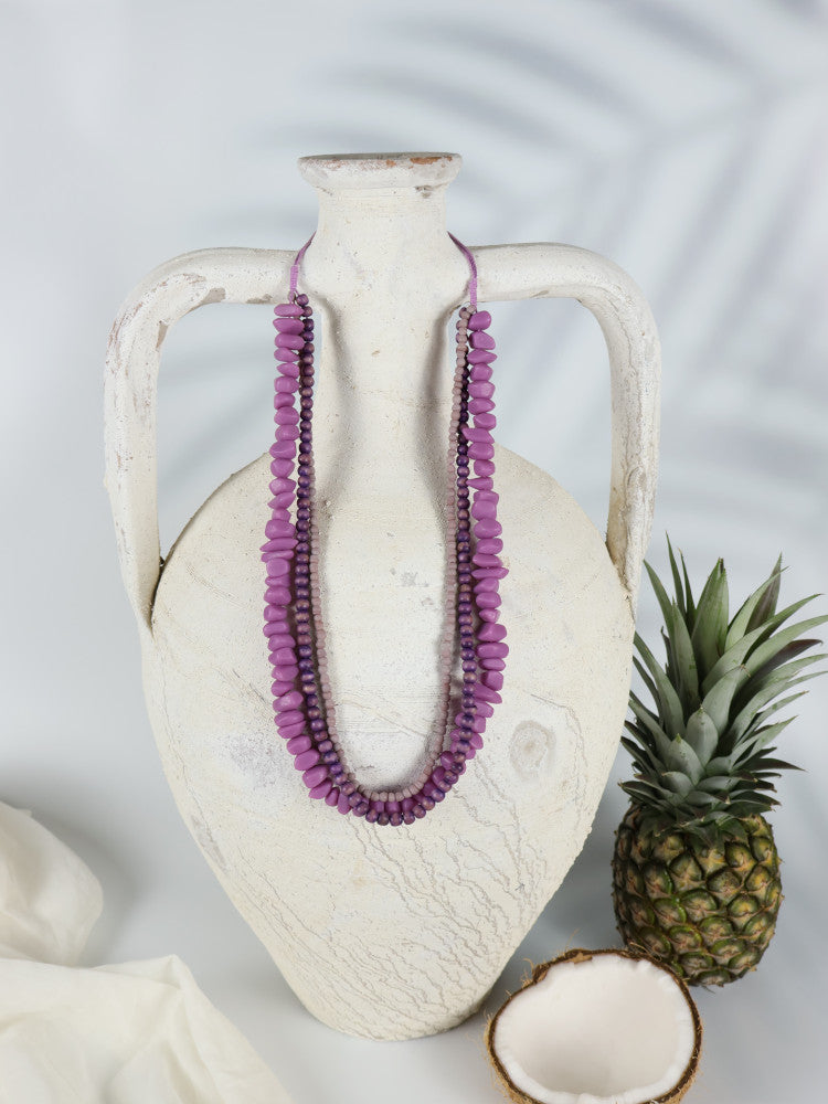 Timber Bead Necklace - Waipahu - Lilac