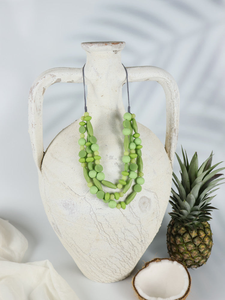 Resin Bead Necklace - Pahoa - Green
