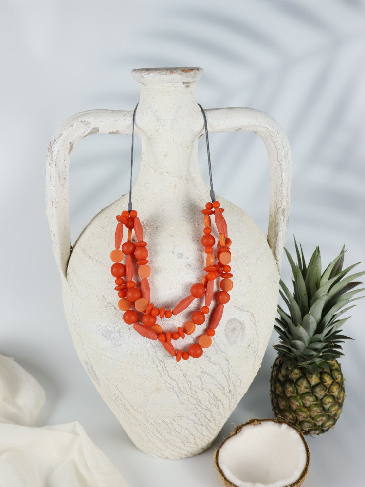 Resin Bead Necklace - Pahoa - Tangerine