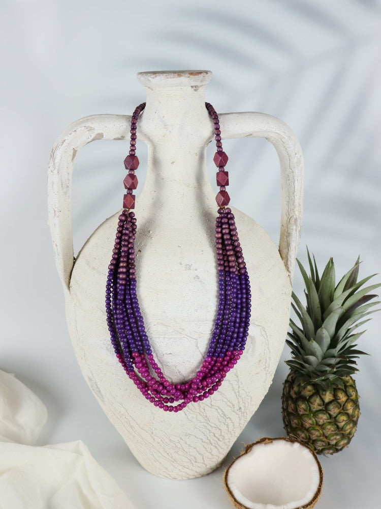 Timber Bead Necklace - Kahului - Orchid