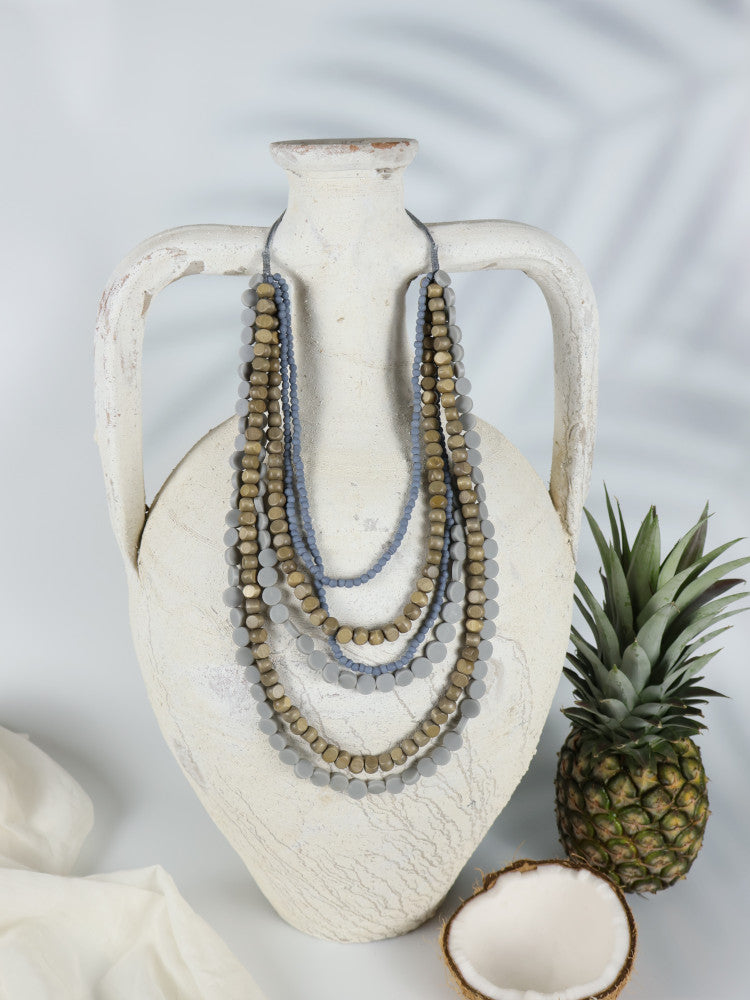 Timber Bead Necklace - Makawao - Cloud