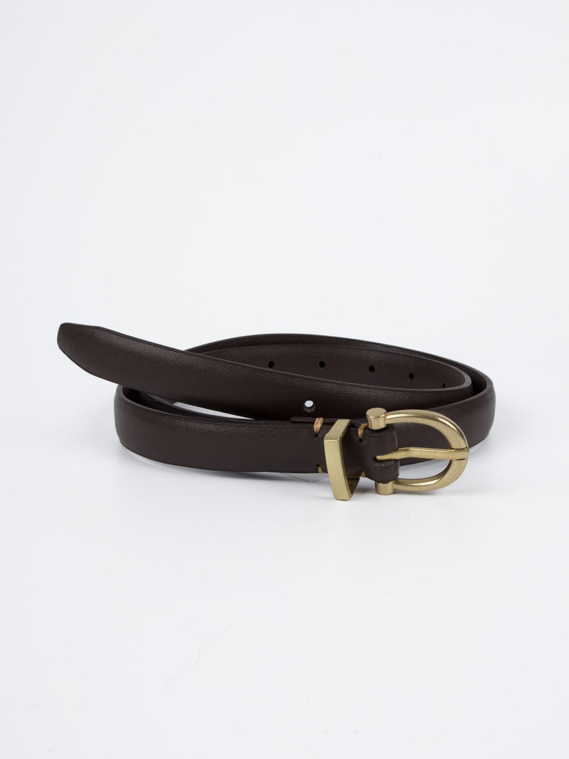Vegan PU Leather Belt - Nice - Classic Buckle - Gold / Coffee - 100cm