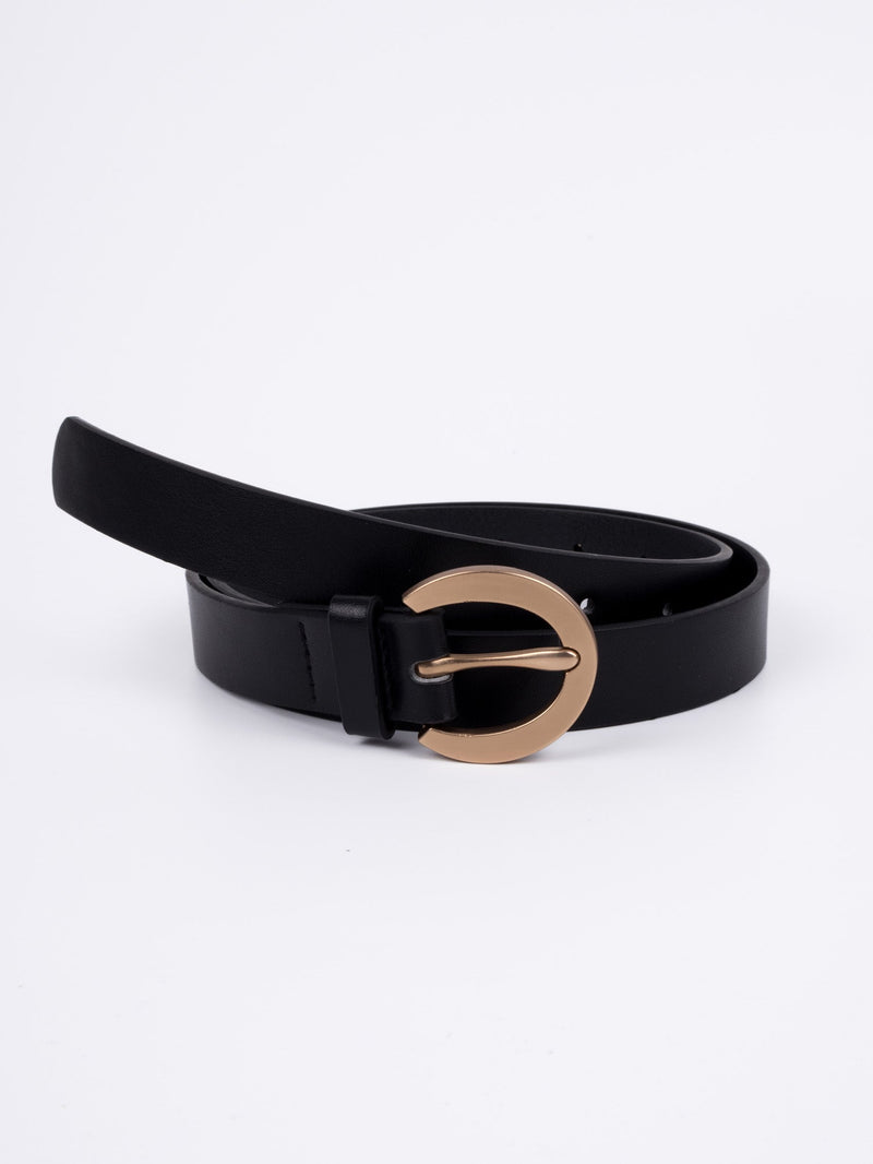 Vegan PU Leather Belt - Limoges - Smooth Classic Buckle - Black - 105cm