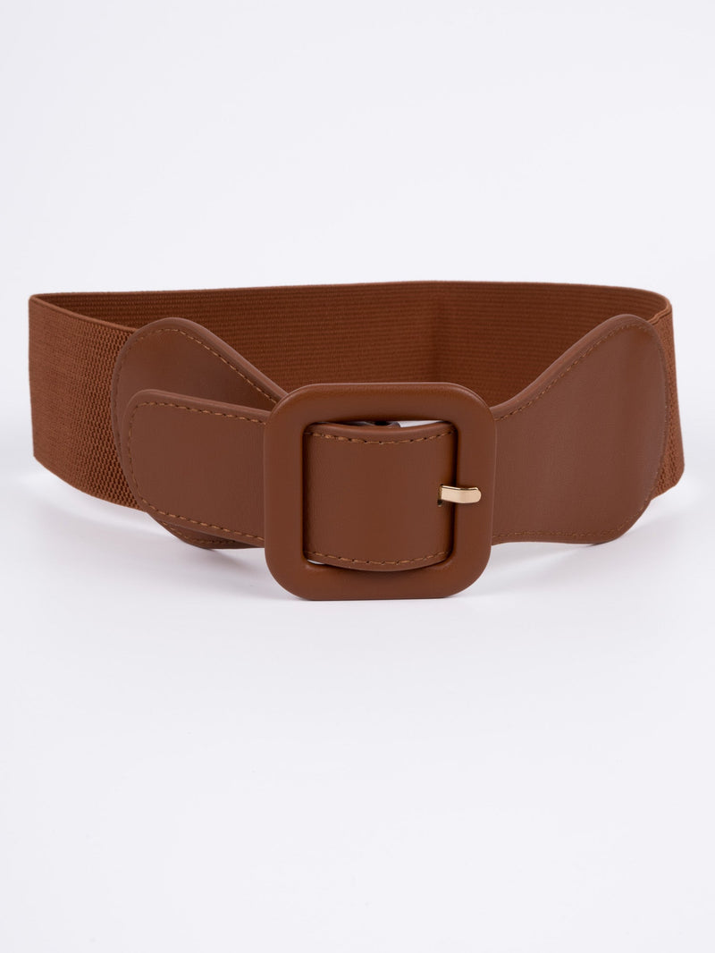 Vegan PU Leather Belt - Montreuil - Elastic Waist - Tan - 81cm