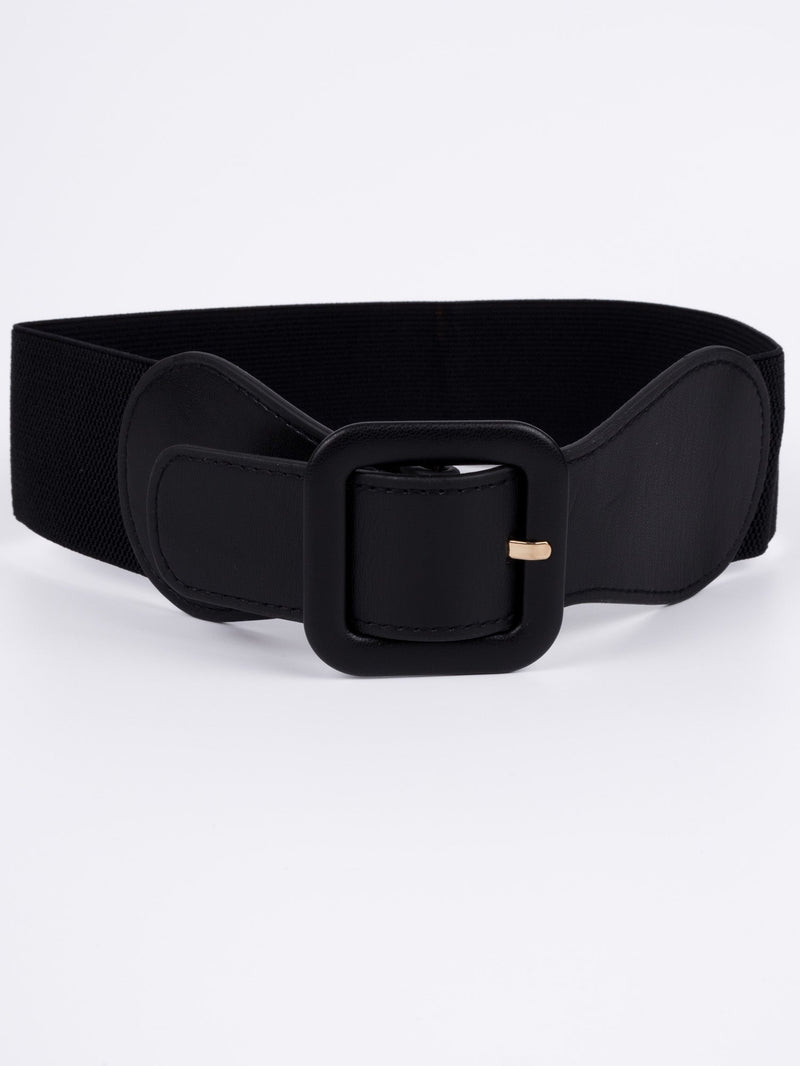 Vegan PU Leather Belt - Montreuil - Elastic Waist - Black -81cm