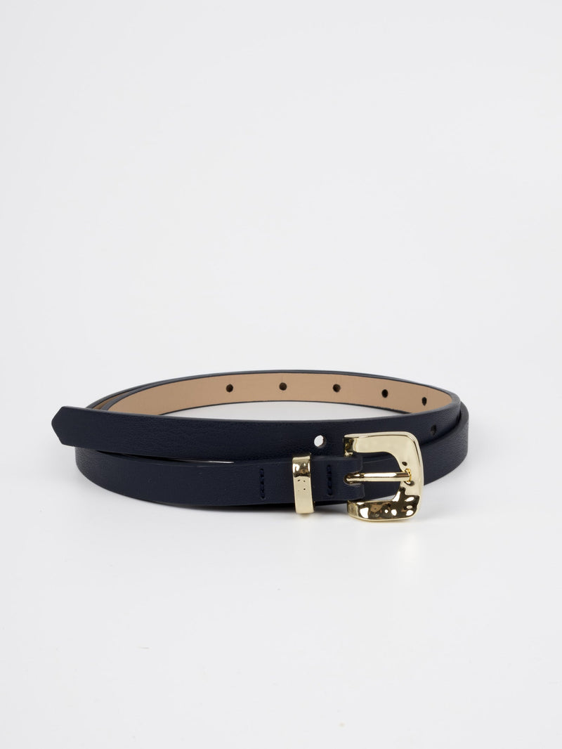 Vegan PU Leather Belt - Wattrelos - Square Buckle - Gold / Blue - 104cm