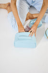 Vegan PU Leather Cosmetic Beauty Bag - Set Of 3 - Light Blue