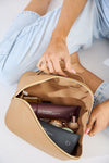 Vegan PU Leather Cosmetic Beauty Bag - Set Of 3 - Beige