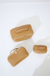 Vegan PU Leather Cosmetic Beauty Bag - Set Of 3 - Beige
