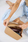 Vegan PU Leather Cosmetic Beauty Bag - Set Of 3 - Beige