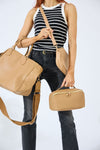 Vegan PU Leather Cosmetic Beauty Bag - Set Of 3 - Beige