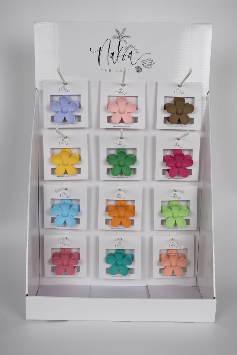 12 x Assorted Claw Clips - Flowers - 3 Per Colour - Total 36 Pieces
