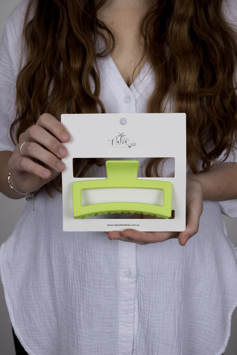 Claw Clip -- Jumbo Elongated Rectangle - Lime