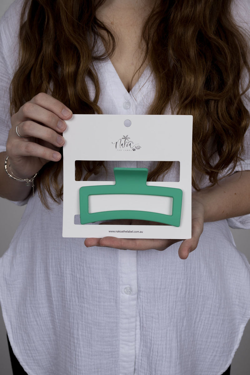 Claw Clip -- Jumbo Elongated Rectangle - Green