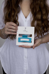 Claw Clip -- Elongated Rectangle - Blue