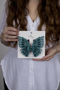 Claw Clip -- Jumbo Double Butterfly - Azure