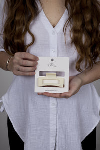 Claw Clip -- Elongated Rectangle - Ivory