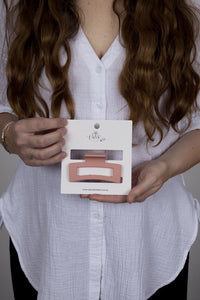 Claw Clip -- Elongated Rectangle - Pink Champagne