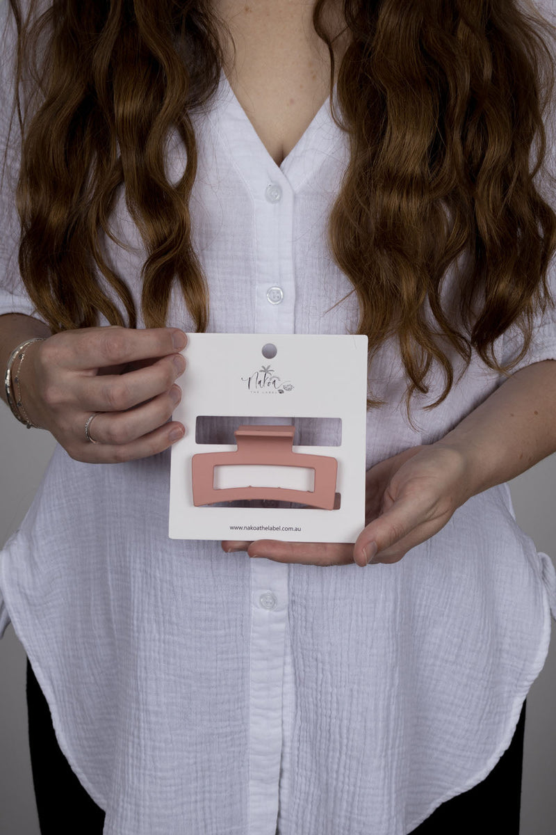 Claw Clip -- Elongated Rectangle - Pink Champagne