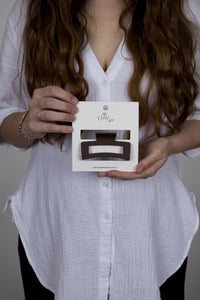 Claw Clip -- Elongated Rectangle - Chocolate