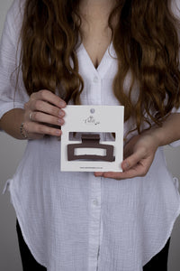 Claw Clip -- Elongated Rectangle - Cocoa