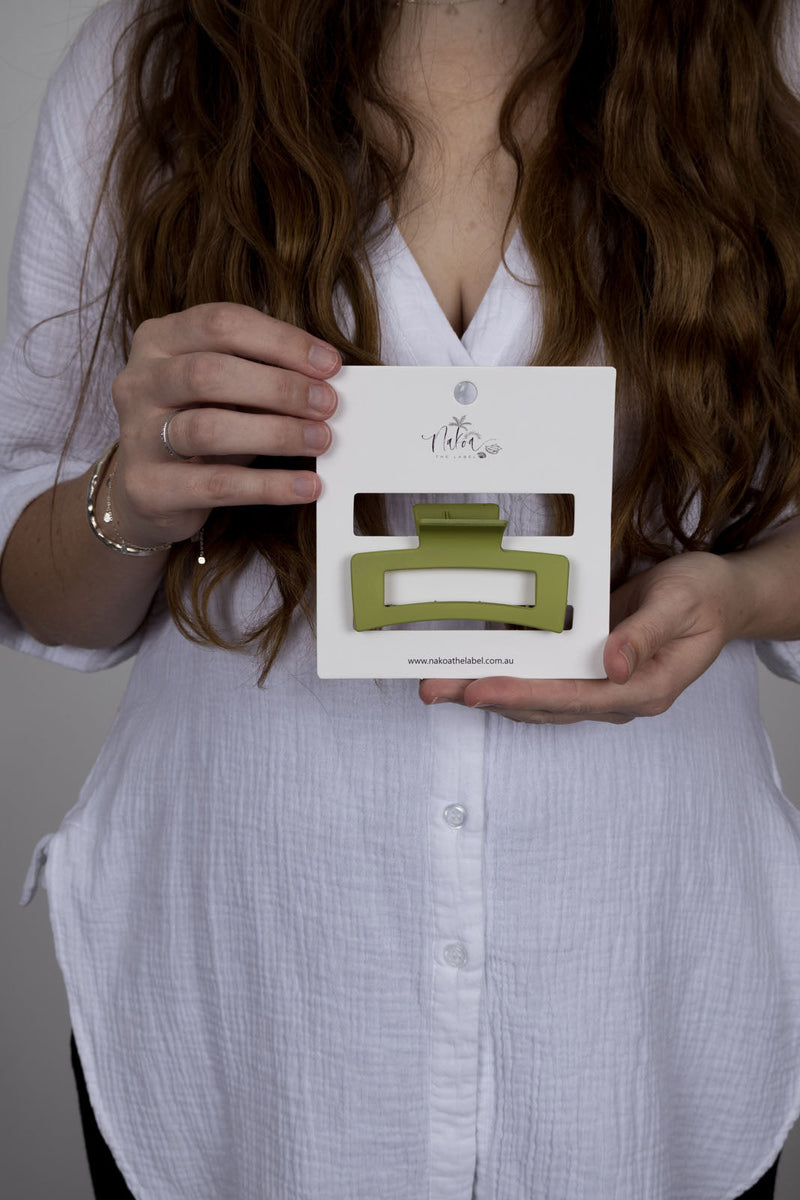 Claw Clip -- Elongated Rectangle - Pistachio