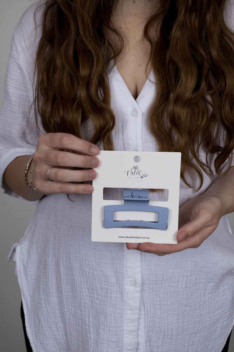 Claw Clip -- Elongated Rectangle - Cornflower Blue