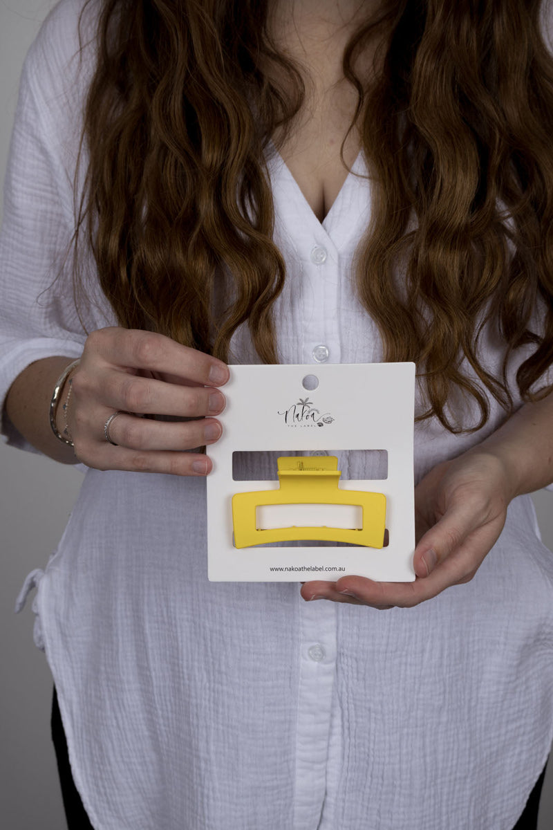 Claw Clip -- Elongated Rectangle - Sunshine Yellow