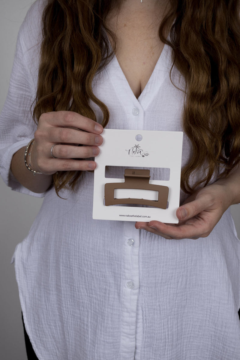 Claw Clip -- Elongated Rectangle - Espresso