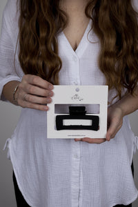Claw Clip -- Medium Elongated Rectangle - Black