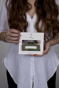 Claw Clip -- Medium Elongated Rectangle - Sage Green