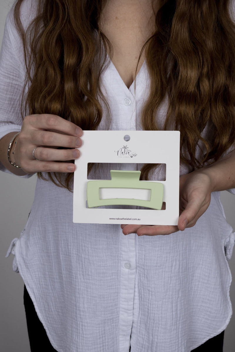 Claw Clip -- Medium Elongated Rectangle - Lime