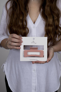 Claw Clip -- Medium Elongated Rectangle - Pink Lemonade