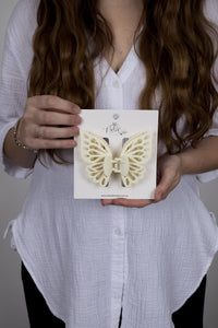 Claw Clip -- Small Double Butterfly - Ivory
