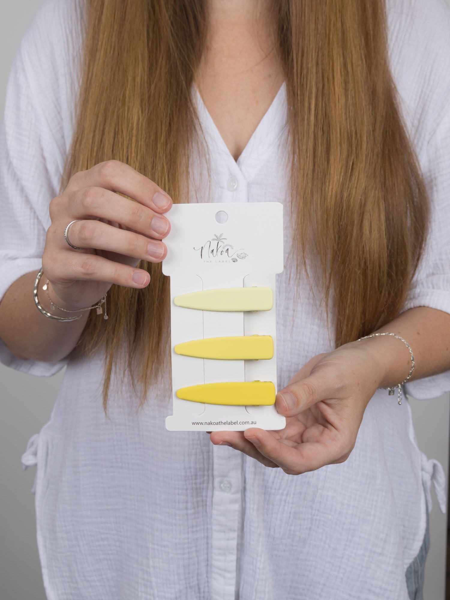 Hair Clip - Set of 3 - Solid - Ombré -- Yellow